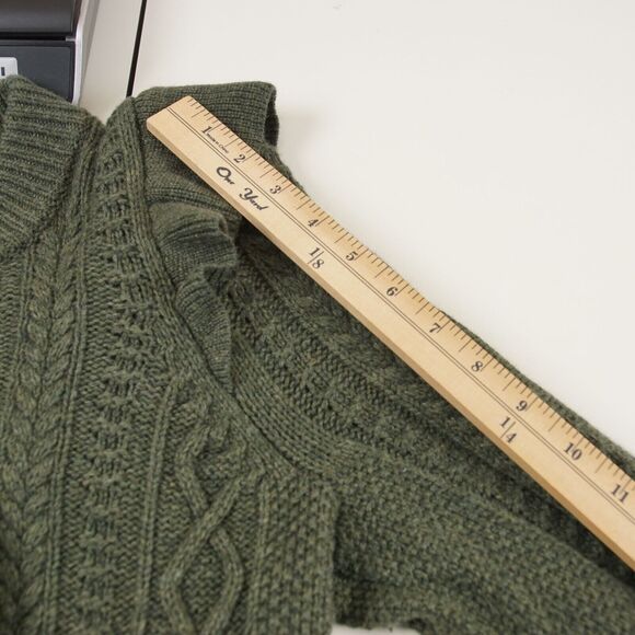 Madewell Hollydene Ruffle Shoulder Pullover Knit Wool Blend Green Sweater Sz S - Picture 5 of 9